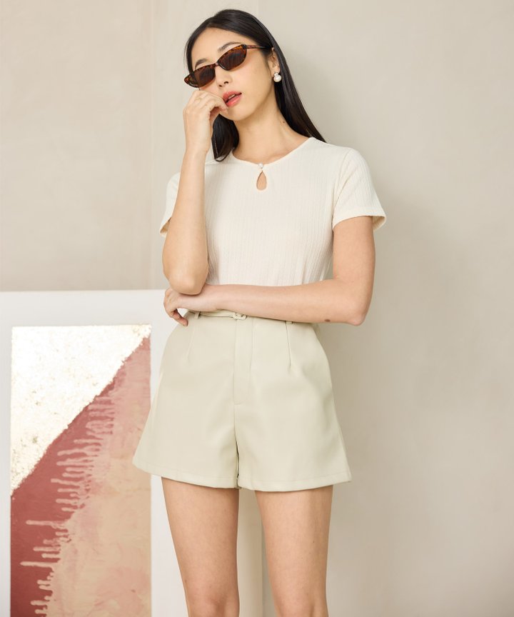Bellamy Pleather Shorts - Bone
