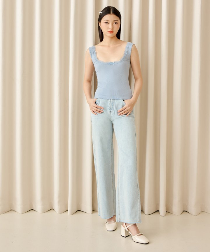 Janis Lace Tank - Periwinkle Blue