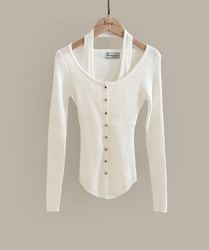 Bambi Knit Halter & Cardigan Set - White