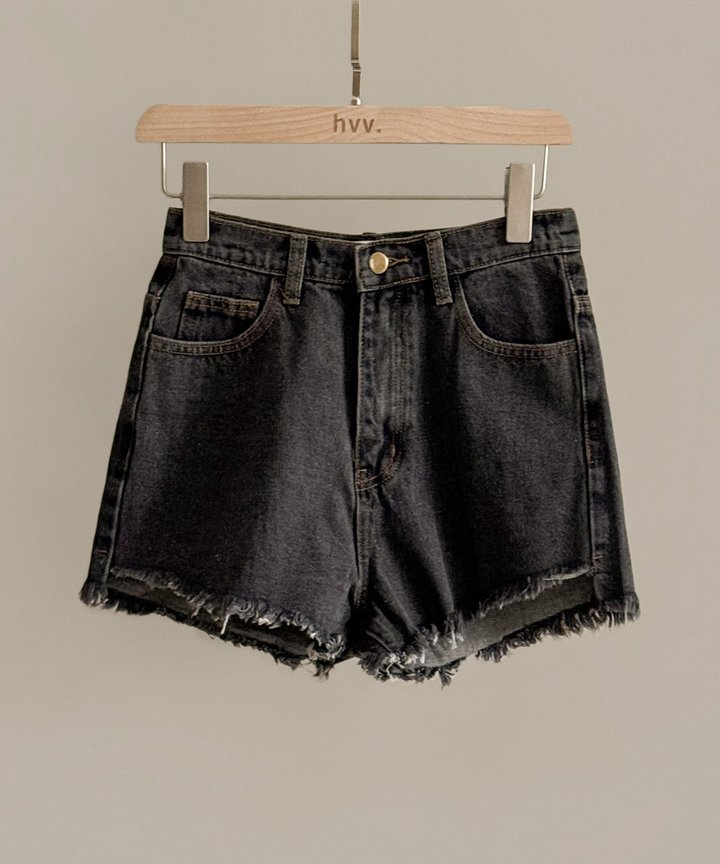 Bondi Distressed Denim Shorts - Black
