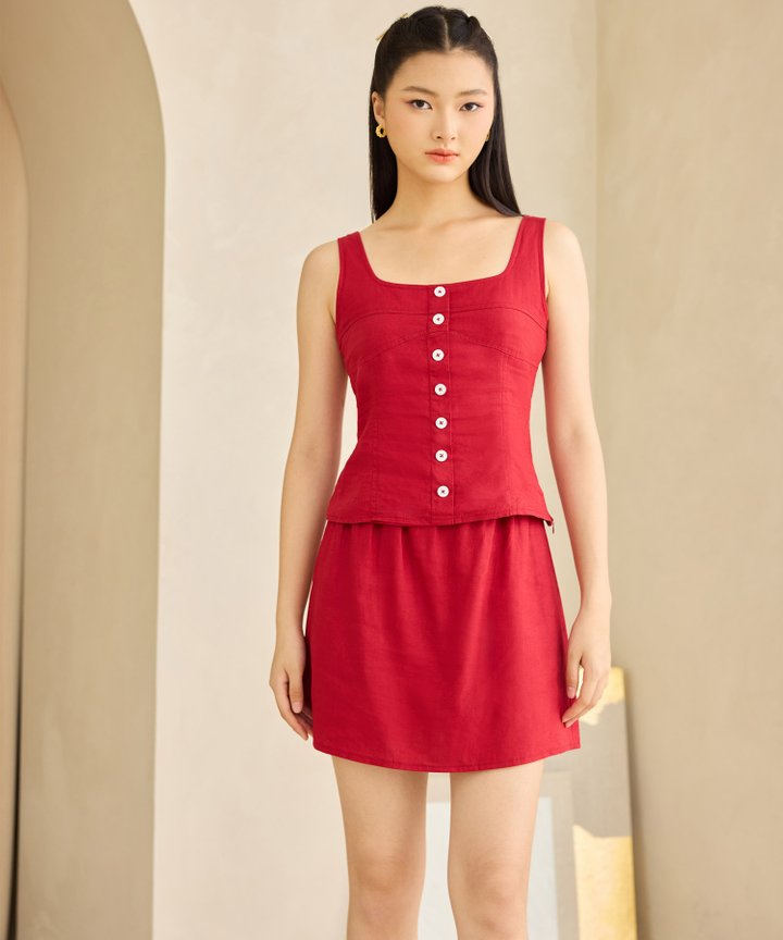 Bruno Linen Top - Valentine