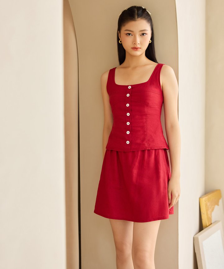 Bruno Linen Top - Valentine