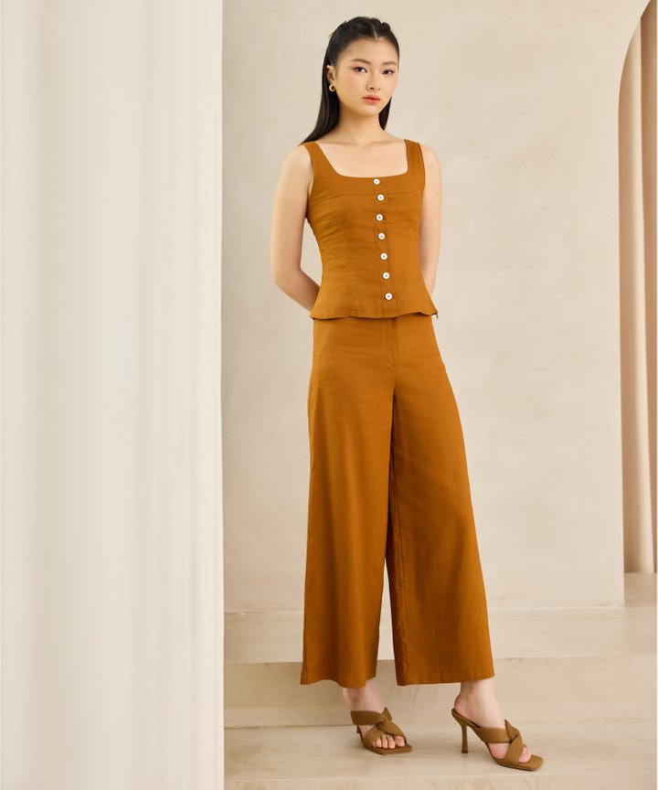 Bruno Linen Trousers - Caramel