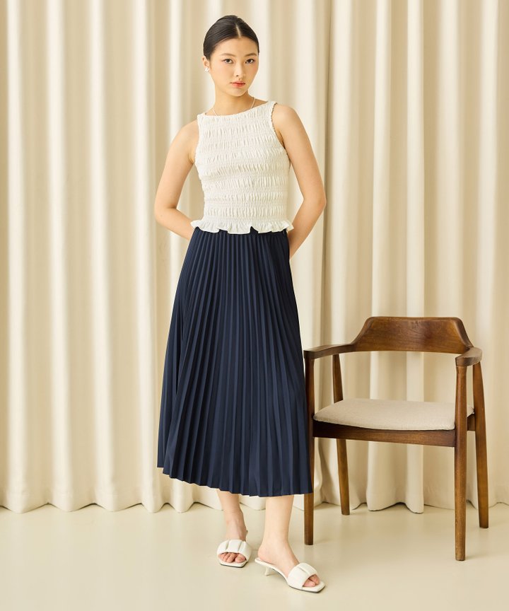 Delle Pleated Skirt - Midnight Blue