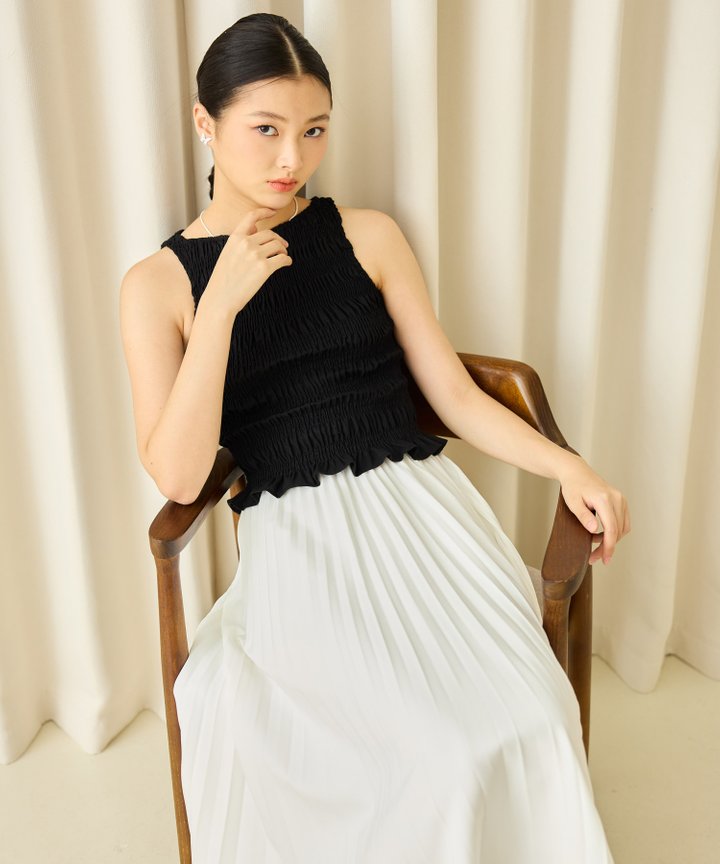 Luma Shirred Blouse - Black (Restock)