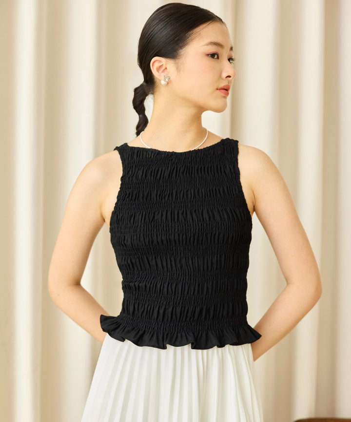 Luma Shirred Blouse - Black (Restock)