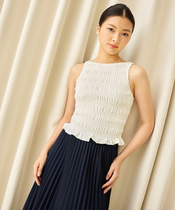 Luma Shirred Blouse - White (Restock)