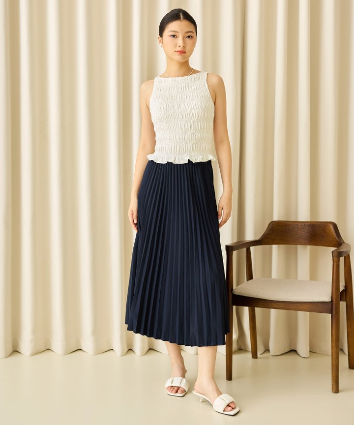 Luma Shirred Blouse - White (Restock)