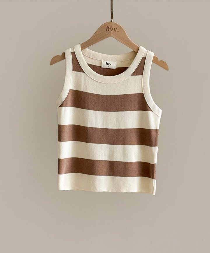 Nova Striped Knit Tank - Taupe