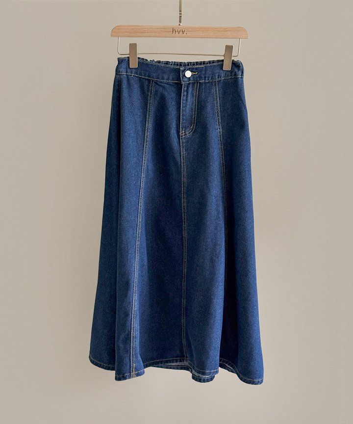 Penelope Denim Midi Skirt - Dark Wash