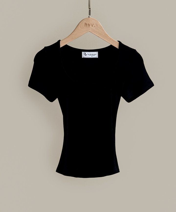 Ellie Scoop Neck Tee - Black