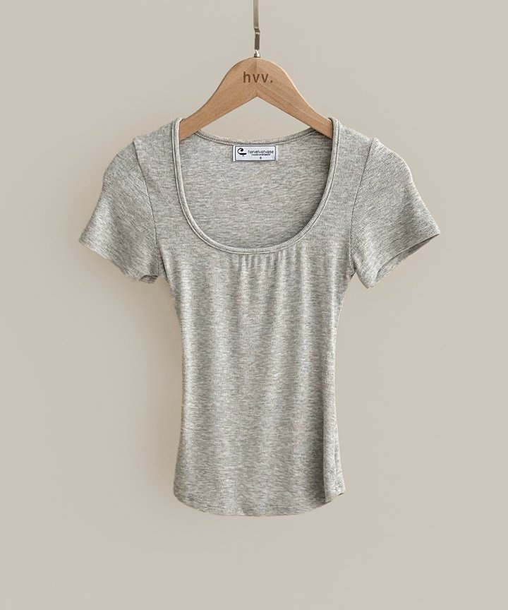 Ellie Scoop Neck Tee - Grey