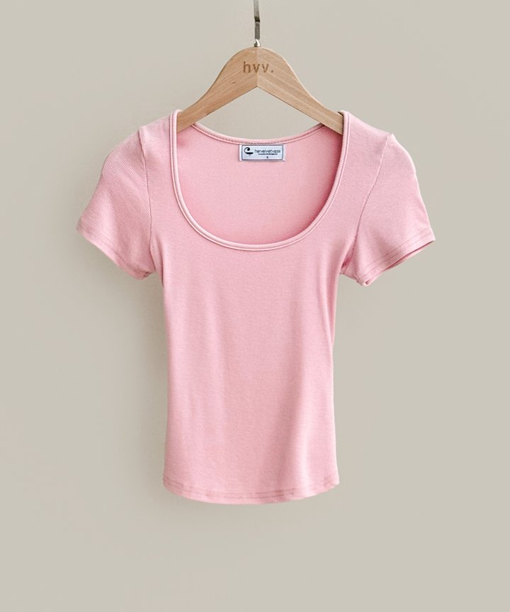 Ellie Scoop Neck Tee - Pink