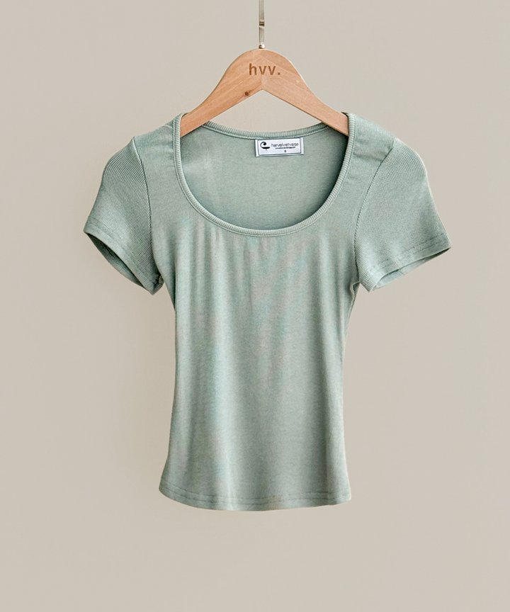Ellie Scoop Neck Tee - Sea Green