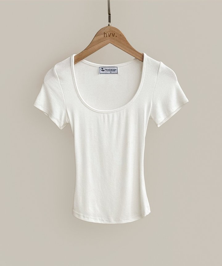 Ellie Scoop Neck Tee - White
