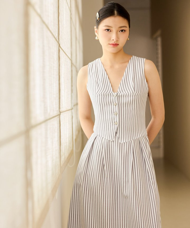 Sydney Striped Midi Skirt - Blue