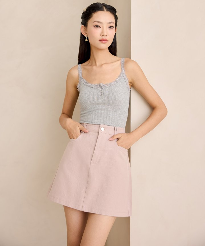 Adriana Lace Tank - Grey