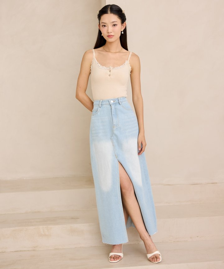 Adriana Lace Tank - Nude