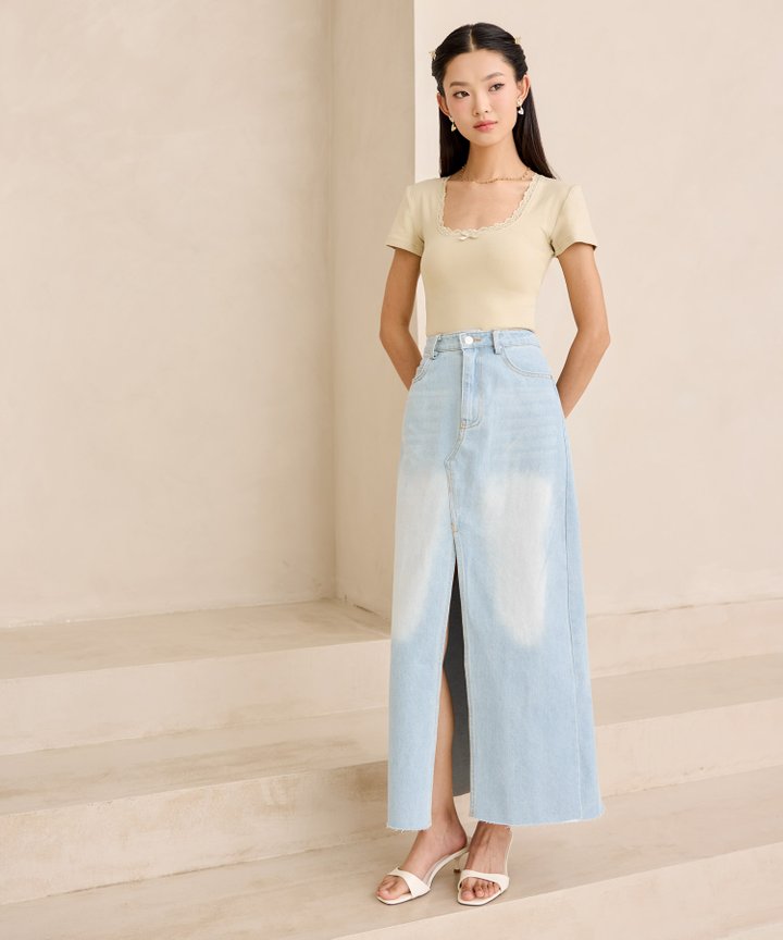 Andre Denim Midi Skirt - Light Wash