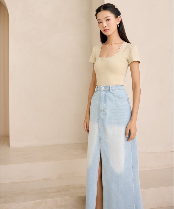 Andre Denim Midi Skirt - Light Wash