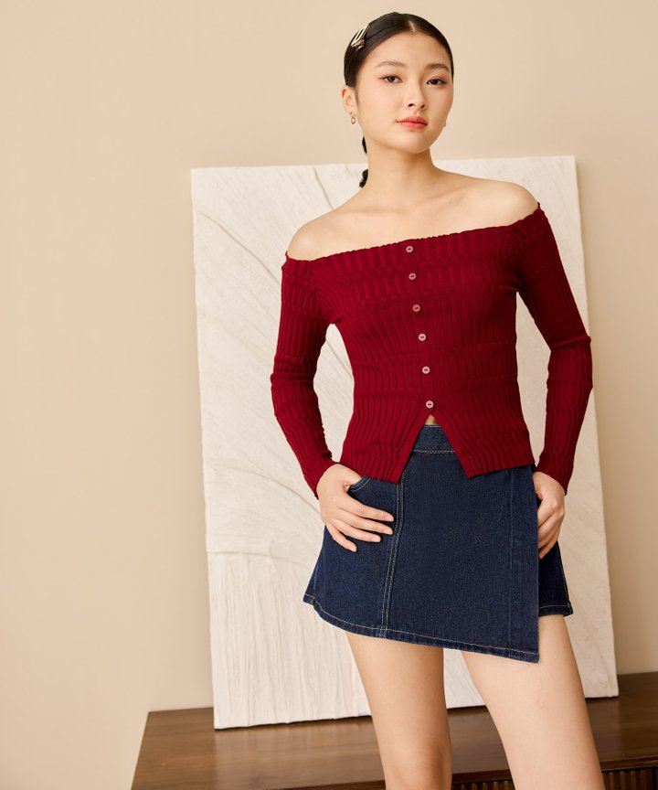 Bria Off-Shoulder Blouse - Wine
