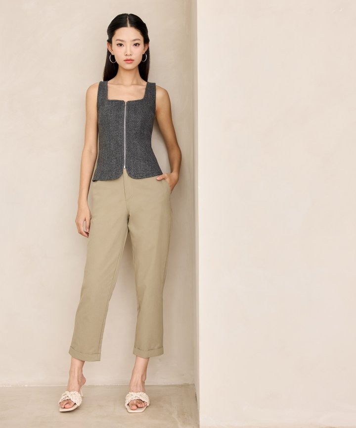 Capri Cotton Pants - Khaki