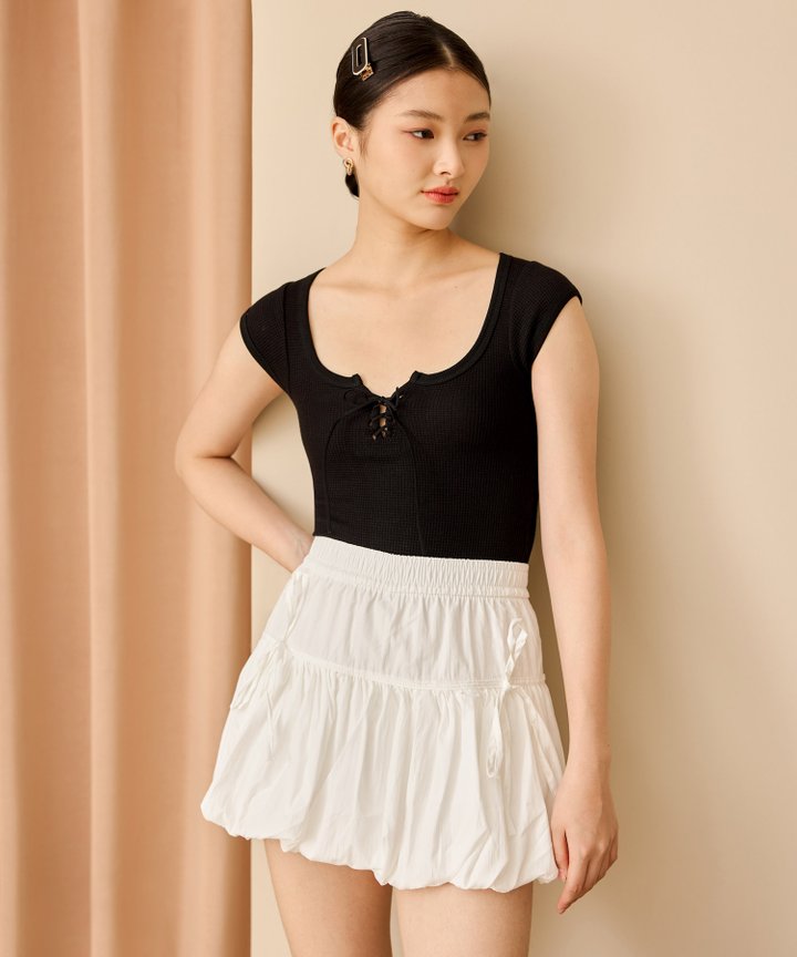 Jovi Lace Up Top - Black