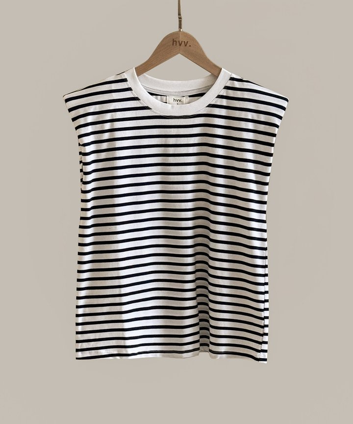 Libra Padded Shoulder Top - Stripes