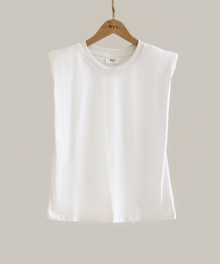 Libra Padded Shoulder Top - White