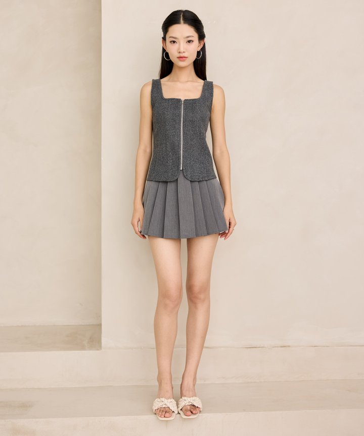 Manhattan Zip Up Tank - Dark Grey