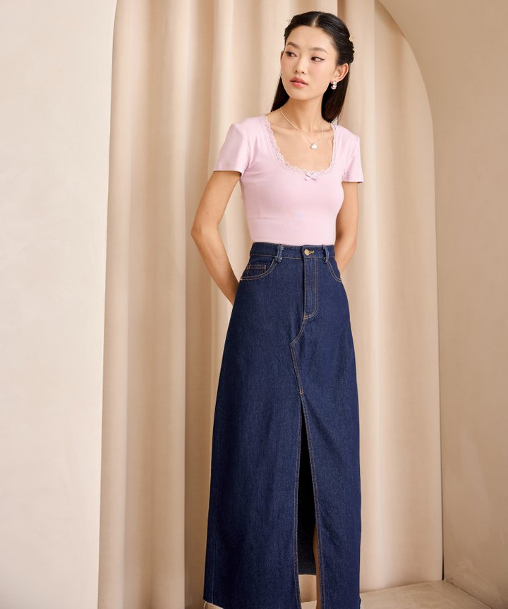 Mira Lace & Bow Top - Lilac