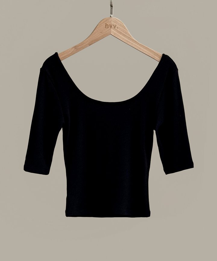 Rosaline Scoop Neck Top - Black