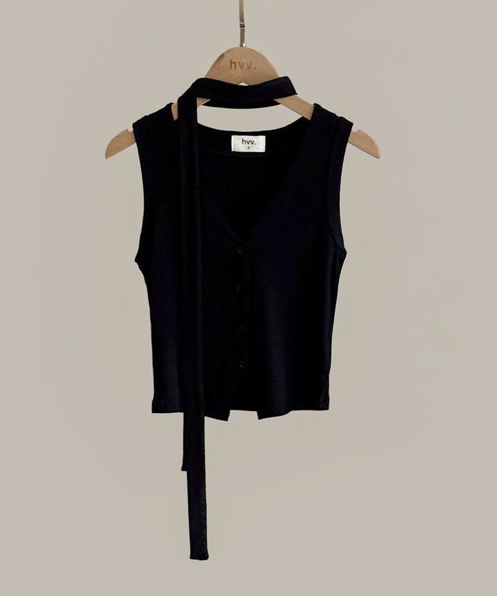 Sabi Button Top - Black