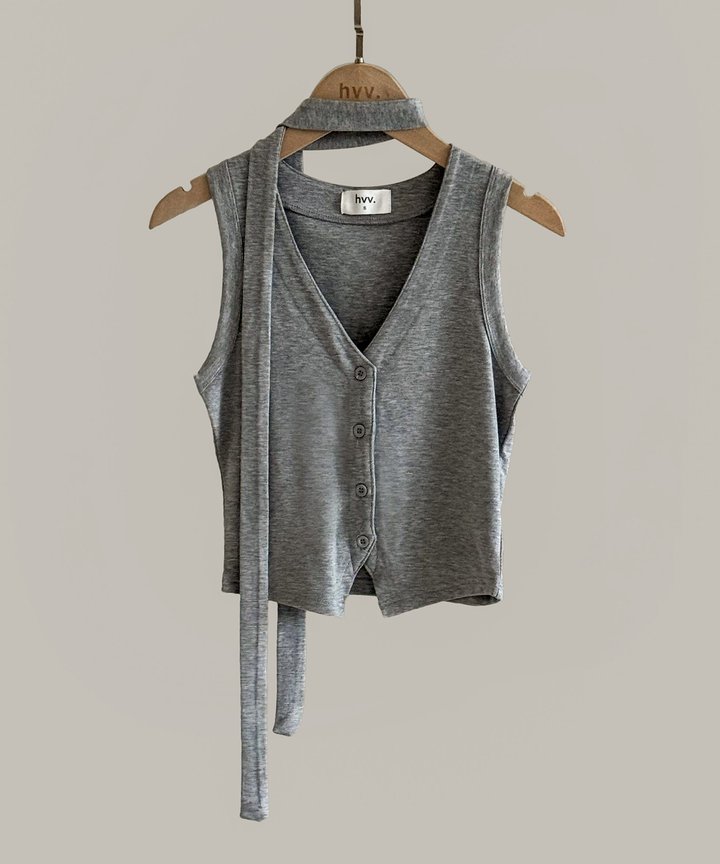 Sabi Button Top - Grey