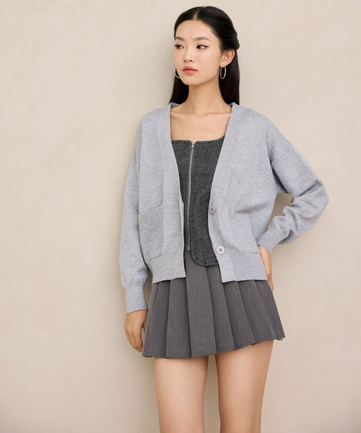 Studio Classic Knit Cardigan - Grey