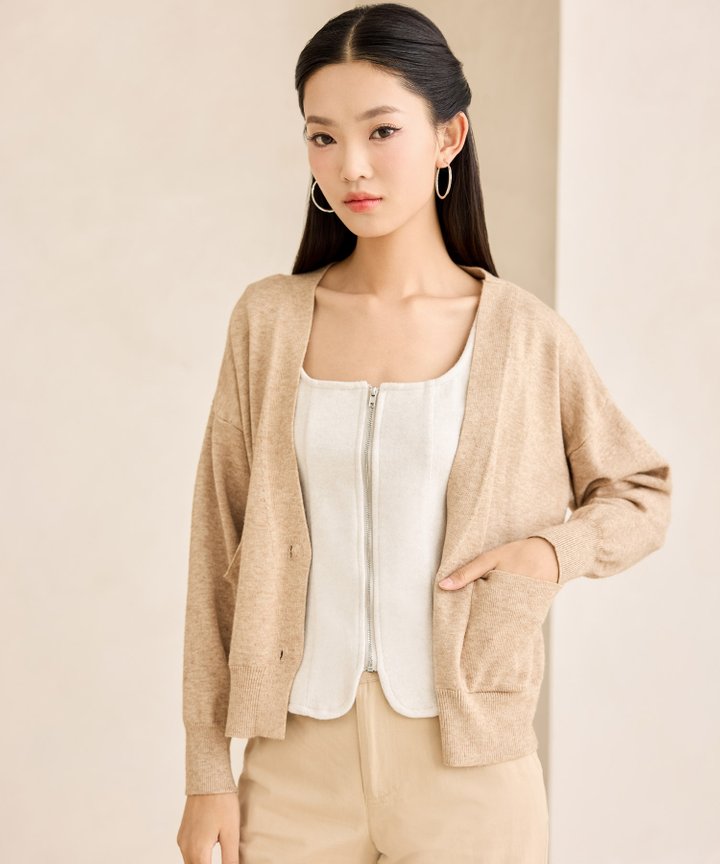 Studio Classic Knit Cardigan - Taupe