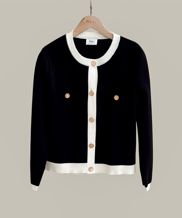 Astoria Contrast Cardigan - Black