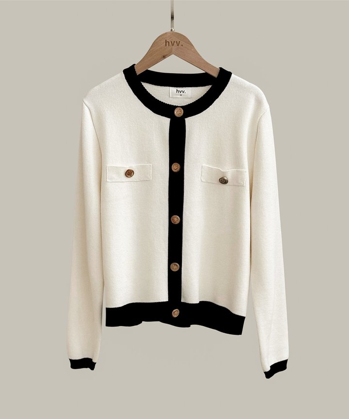 Astoria Contrast Cardigan - White