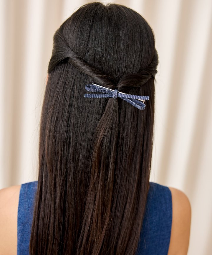 Camille Bow Hair Ties - Dark Blue