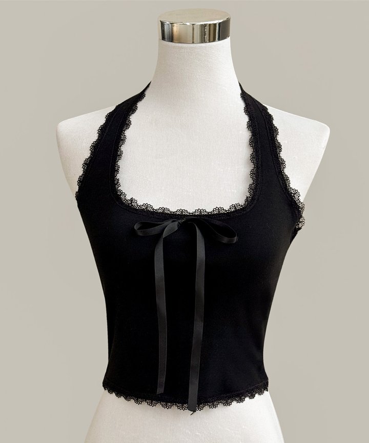 Charmed Ribbon Halter - Black