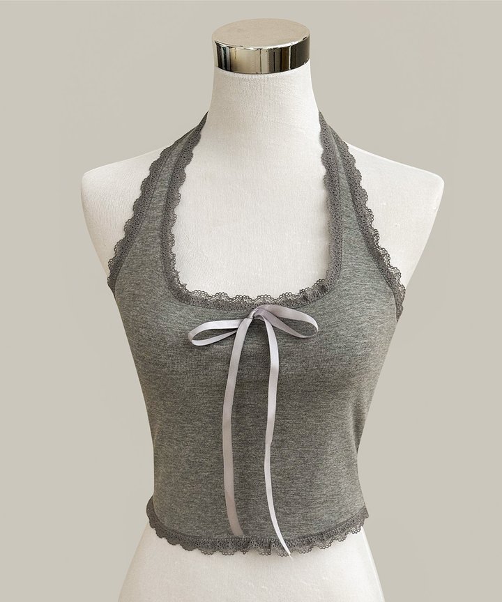 Charmed Ribbon Halter - Grey