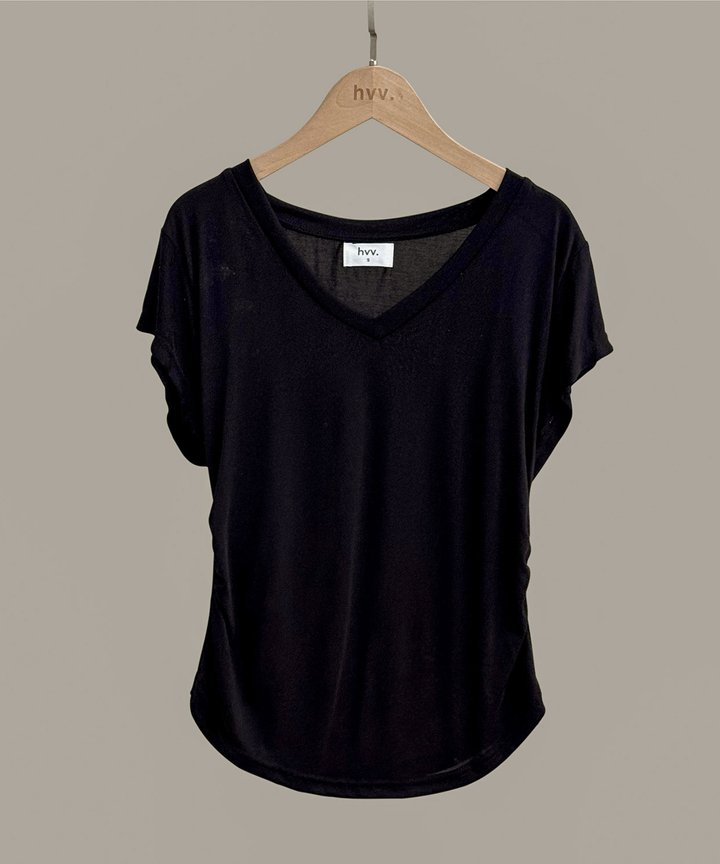 Claude Ruched Top - Black