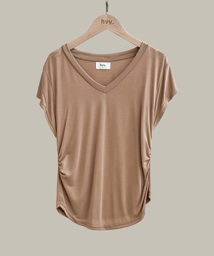 Claude Ruched Top - Latte