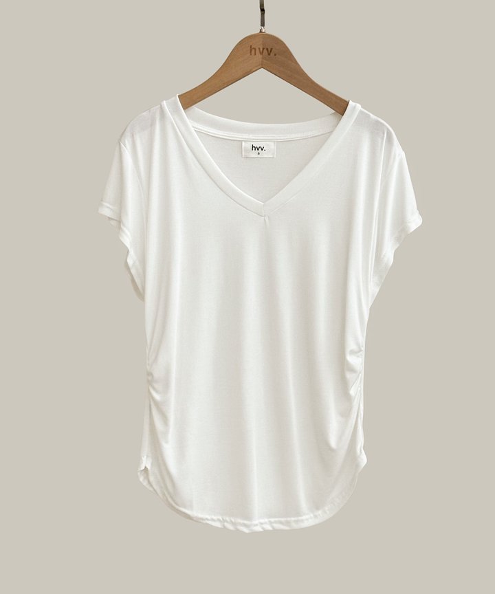 Claude Ruched Top - White