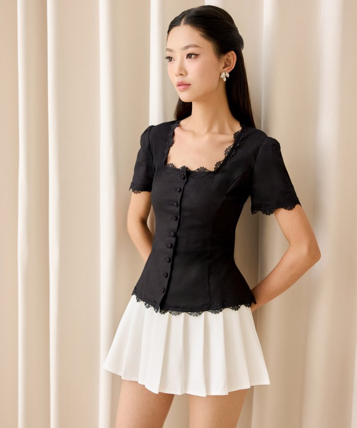 Dominique Lace Blouse - Black