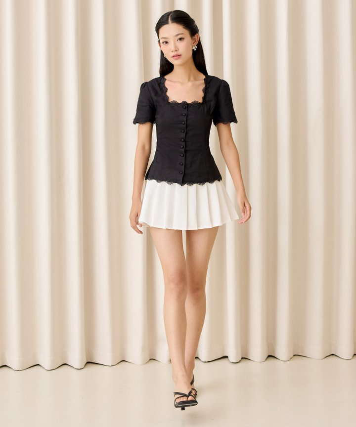 Dominique Lace Blouse - Black