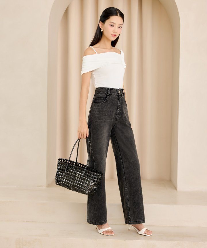 Freya Ruched Off-Shoulder Top - White