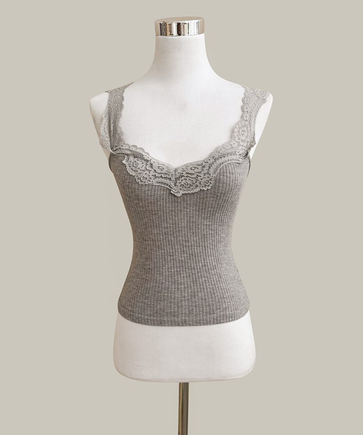Helene Lace Top - Grey