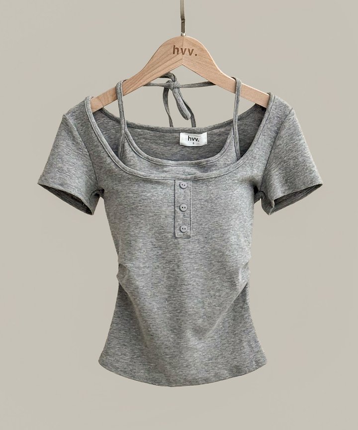 Isabel Overlay Top - Grey