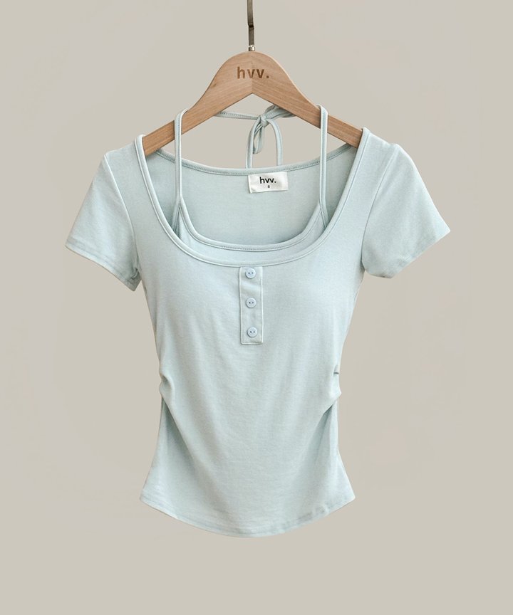 Isabel Overlay Top - Pale Blue
